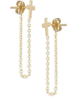 Moon & Meadow 14K Cross Draped Chain Earrings - White