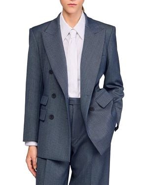 Sandro Striped Tailored Jacket - Blue