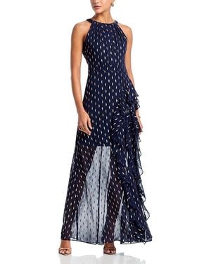 BCBGMAXAZRIA Ruffle Chiffon Gown in Pink