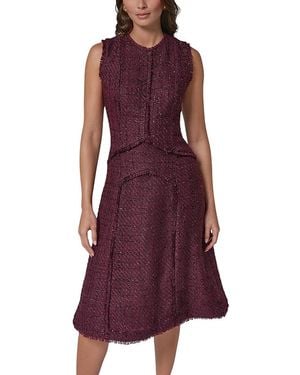 Donna Karan Textured Tweed A Line Midi Dress - Purple