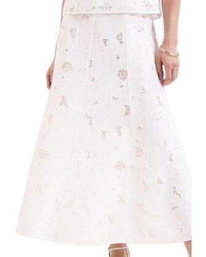 Phase Eight Marina Seamed Lace Midi Skirt - White