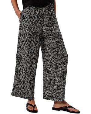 Whistles Woven Grid Crop Pants - Black