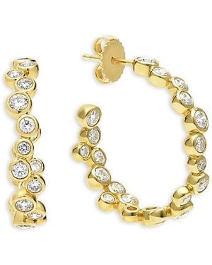 Lagos 18K Fizz Diamond Bezel Inside Out Hoop Earrings - Metallic