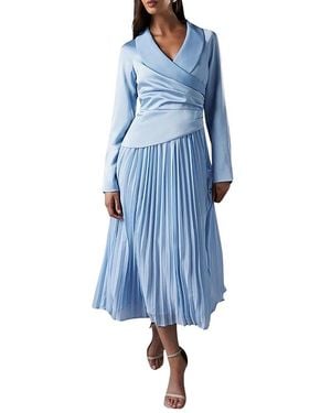 Coast Tailored Pleat Skirt Midi Dress - Blue