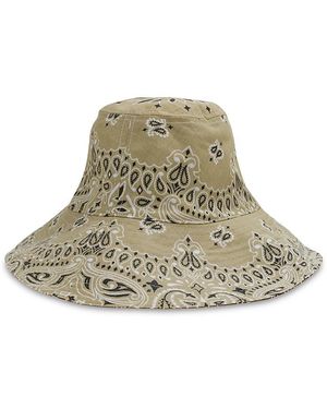 Call it By Your Name Capeline Paisley Cotton Button Hat - Natural