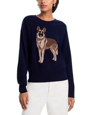 Aqua German Shepard Dog Cashmere Crewneck Sweater - Blue
