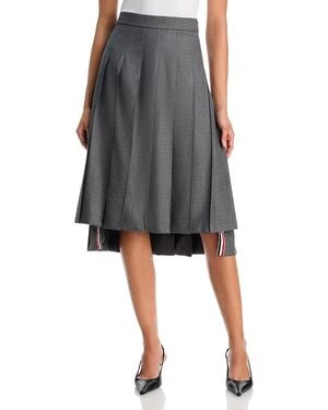 Thom Browne Below Knee Dropped Back Pleated Skirt - Black