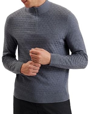 Ted Baker T Stitch Quarter Zip Pullover Sweater - Gray
