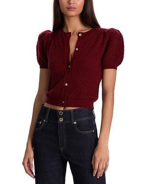 Alice + Olivia Sabine Cashmere Blend Puff Sleeve Cardigan - Red