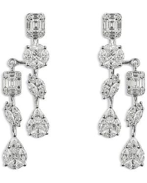 Zydo 18K Mosaic Diamond Mixed Cut Drop Earrings - White