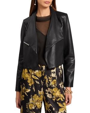 Ted Baker Riyoze Leather Cropped Wrap Jacket - Black