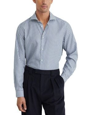 Reiss Wolf Triple Stripe Cutaway Collar Shirt - Blue