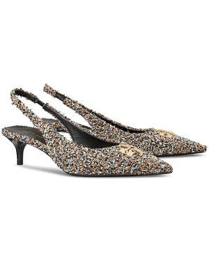 Tory Burch Charlie 45 Tweed Slingback Pumps - Multicolor