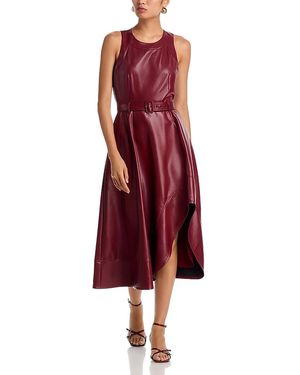 Cinq À Sept Zelda Faux Leather Dress - Red