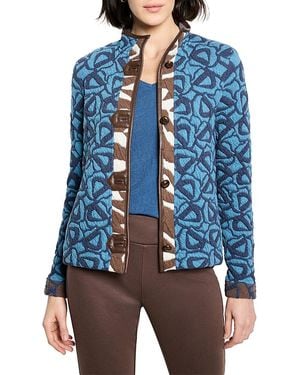 NIC+ZOE Quilted Faux Leather Trim Jacket - Blue