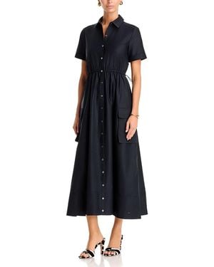 Toccin Maxine Short Sleeve Cotton Blend Shirt Dress - Blue