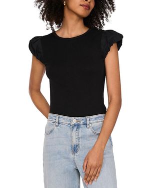 1.STATE Tulip Sleeve Knit Tee - Black