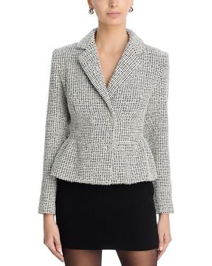 Aqua Tweed Flounce Blazer - Gray