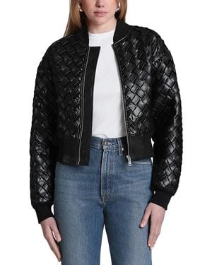 Avec Les Filles Faux Leather Bomber Jacket - Black