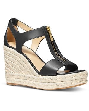 Michael Kors Michael Berkley Front Zip Espadrille Wedge Heel Platform Sandals - Natural