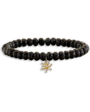 Sydney Evan 14K Burst Diamond & Spinel Flower Charm Bracelet - Black