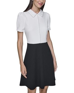 Karl Lagerfeld Scuba Crepe Fit & Flare Dress - White