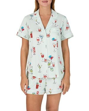Kate Spade Brushed Jersey Short Sleeve Boxer Pajama Set - White