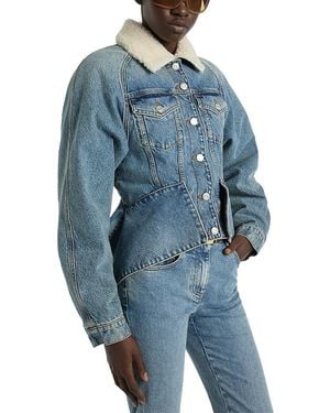 Balmain Faded Denim Peplum Jacket - Blue