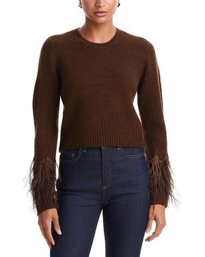 Cinq À Sept Briana Feather Trim Sweater - Brown