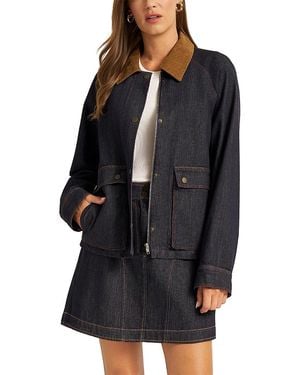 Matty M Marley Denim Corduroy Collar Jacket - Black