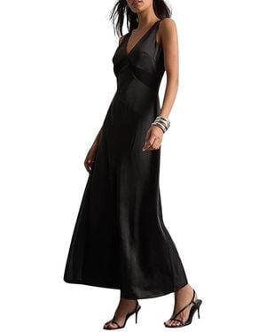 Warehouse Satin And Chiffon Mix Midaxi Dress - Black