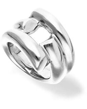 Uno De 50 Sterling Plated Ring With Open Tubes - White