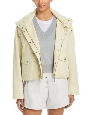 Aqua Washed Twill Bubble Hem Anorak Jacket - Natural