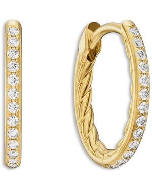 David Yurman Petite Pave Hoop Earrings - Metallic