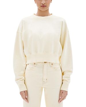 SLVRLAKE Denim Crop Crewneck Sweatshirt - White