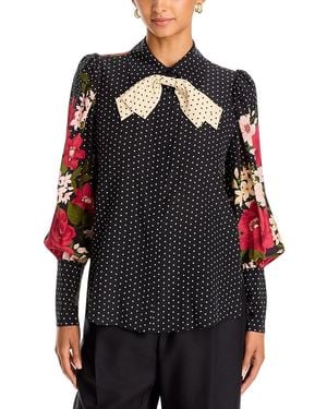 Emanuel Ungaro Aviva Silk Mixed Print Blouse - Black