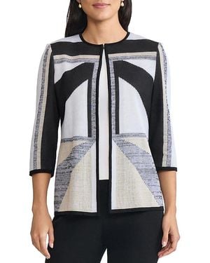 Ming Wang Colorblock Intarsia Knit Jacket - Black