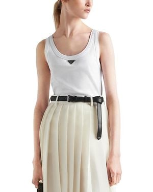 Prada Ribbed Knit Jersey Tank Top - White