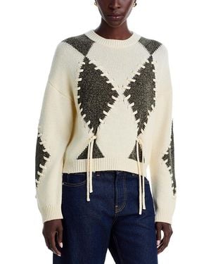 Emme Wool Blend Whipstitched Argyle Sweater - Blue