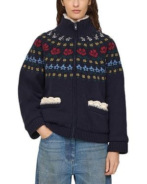Sea Preston Sherpa Lined Cardigan Jacket - Blue