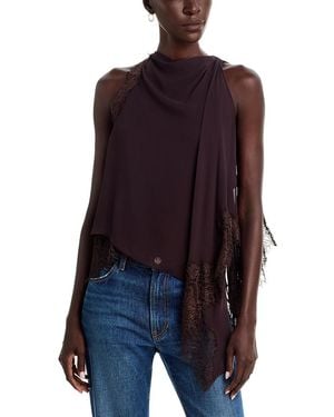 A.L.C. A. L.C. Renata Silk Lace Trim Asymmetric Top - Purple