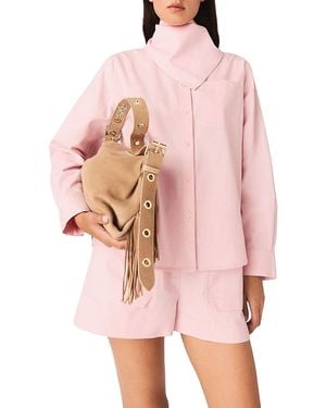Maje Cionea Removable Scarf Shirt - Pink