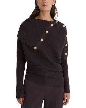 Reiss Lexi Asymmetric Shawl Collar Sweater - Black