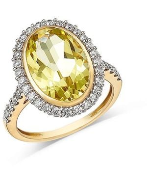 Bloomingdale's Fine Collection Lemon Quartz & Diamond Halo Ring - Metallic