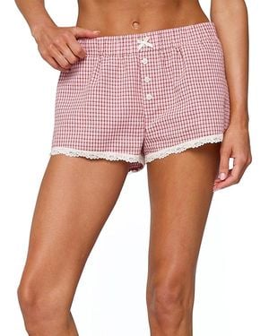 Edikted Vaughn Lacey Plaid Shorts - Pink