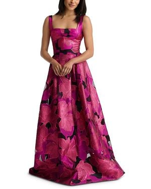 St. John Floral Burnout Organza Gown - Purple