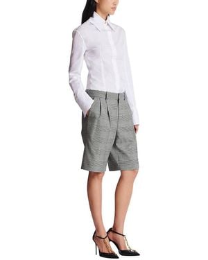 Balmain Darted Shorts With Prince Of Wales Check - Gray