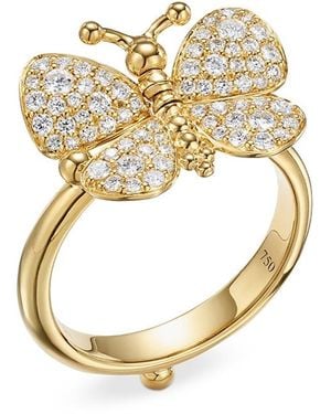 Temple St. Clair 18K Diamond Snow Butterfly Ring - Metallic