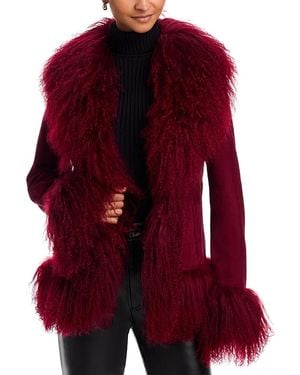 Susanna Chow Dorothy Suede & Shearling Trim Coat - Purple
