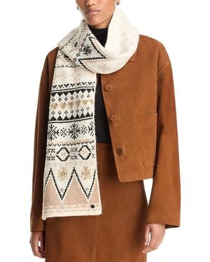 V. Fraas Fair Isle Metallic Knit Scarf - Brown